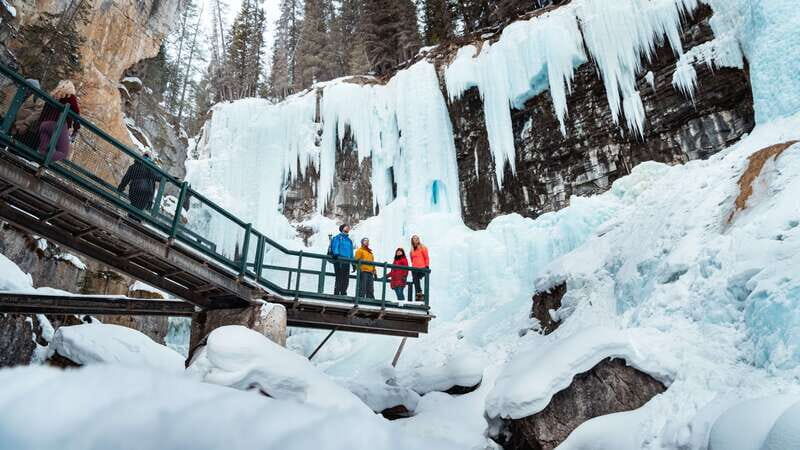 Banff: Morning or Afternoon Johnston Canyon Icewalk - Getting Your Ice Cleats Over Winter Boots