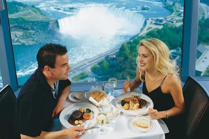 Niagara Falls Canada Tour: Helicopter, Boat, Behind Falls & Lunch - Skylon Tower lunch at 775 feet: where the view keeps turning