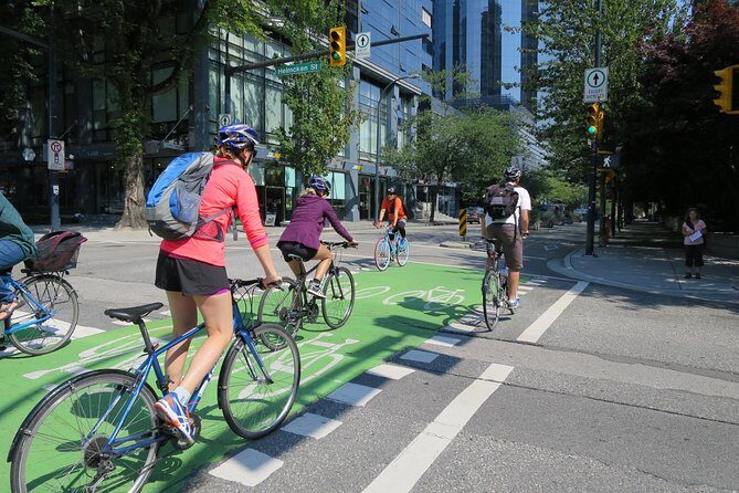 Stanley Park & Downtown - Vancouver Bike Tours - Davie Village rainbow corner: learning Vancouver’s LGBTQ history on a safe stop